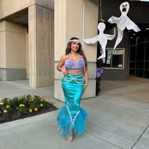 Mermaid Costume with Shell Top and Sequin Tail